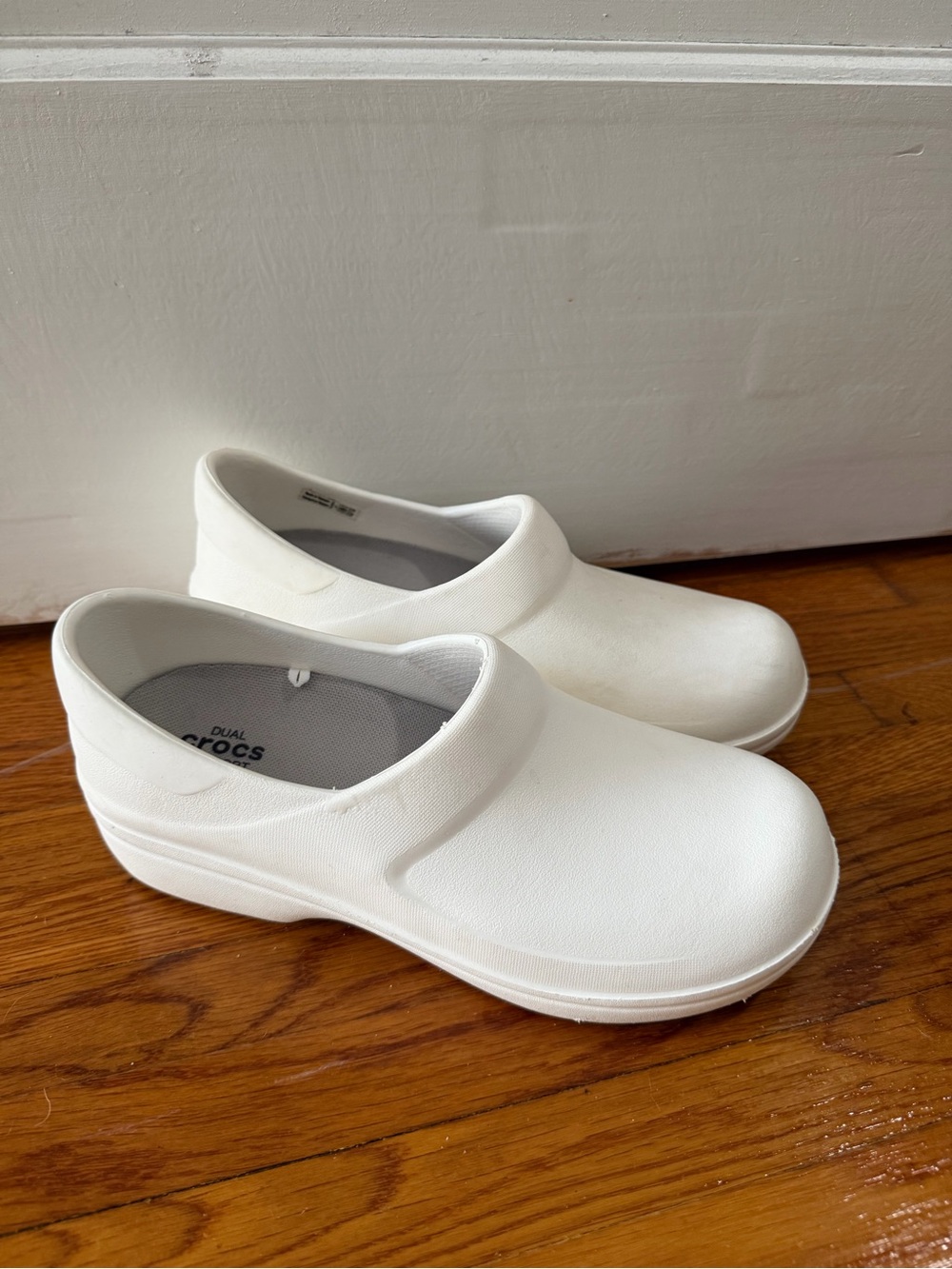 CROCS Women's White Slip-On Work Clogs